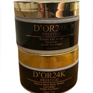 D'OR24K Prestige Salt Scrub and Shea Body Butter Set